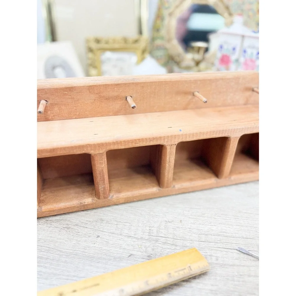 Vintage Midcentury Modern Wood Shelf: Curio Trinket Display